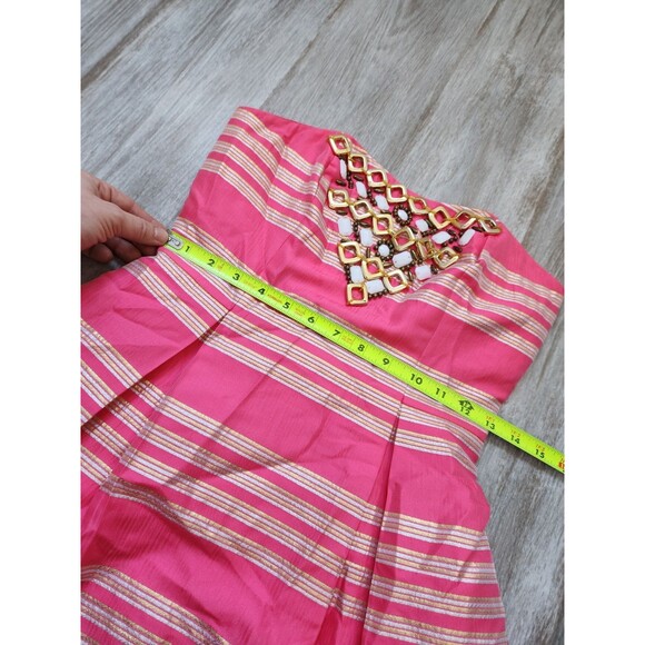 Lilly Pulitzer Sami-Ryan Metallic Striped Strapless Dress Size 0 Bead Hotty Pink - Picture 8 of 12